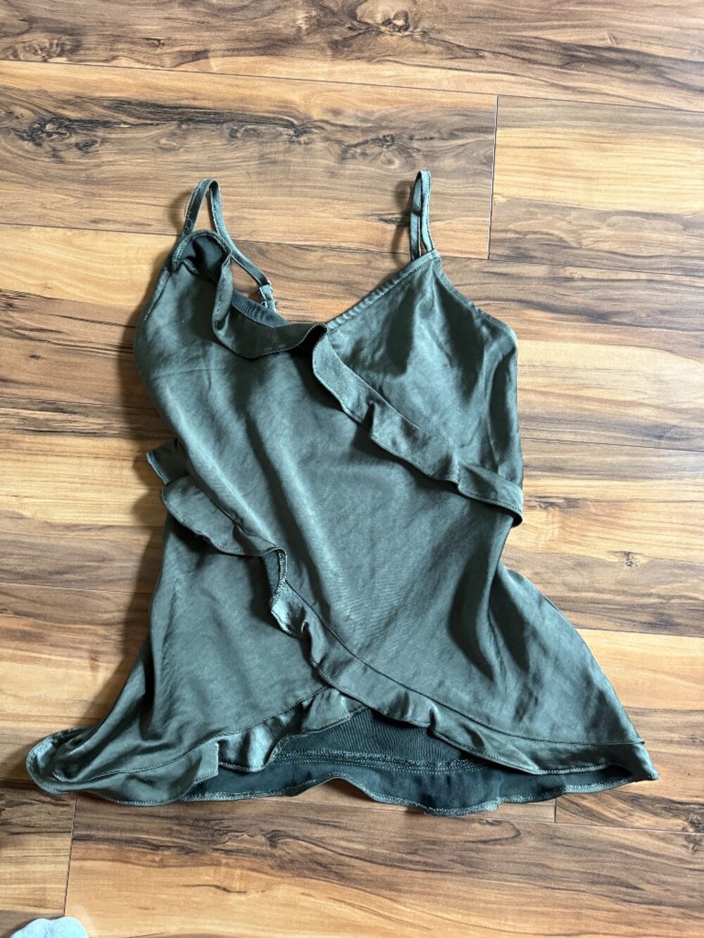 Melrose and Market Green Asymmetrical Silky Blouse